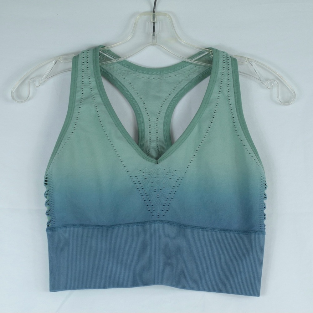 Pink Victoria’s Secret Green/Blue Ombré Seemless Lightly Lined Sports Bra Size L